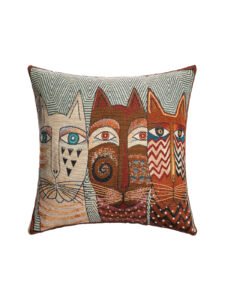 Aboriginal Cat Flax Throw Pillow Covers