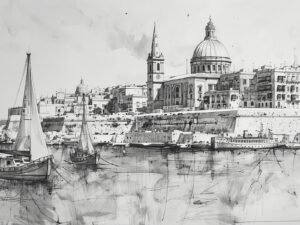 Old Times at Malta's Harbor - 13cm×18cm