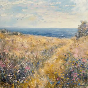 Flower Field by the Sea - 50cm×50cm