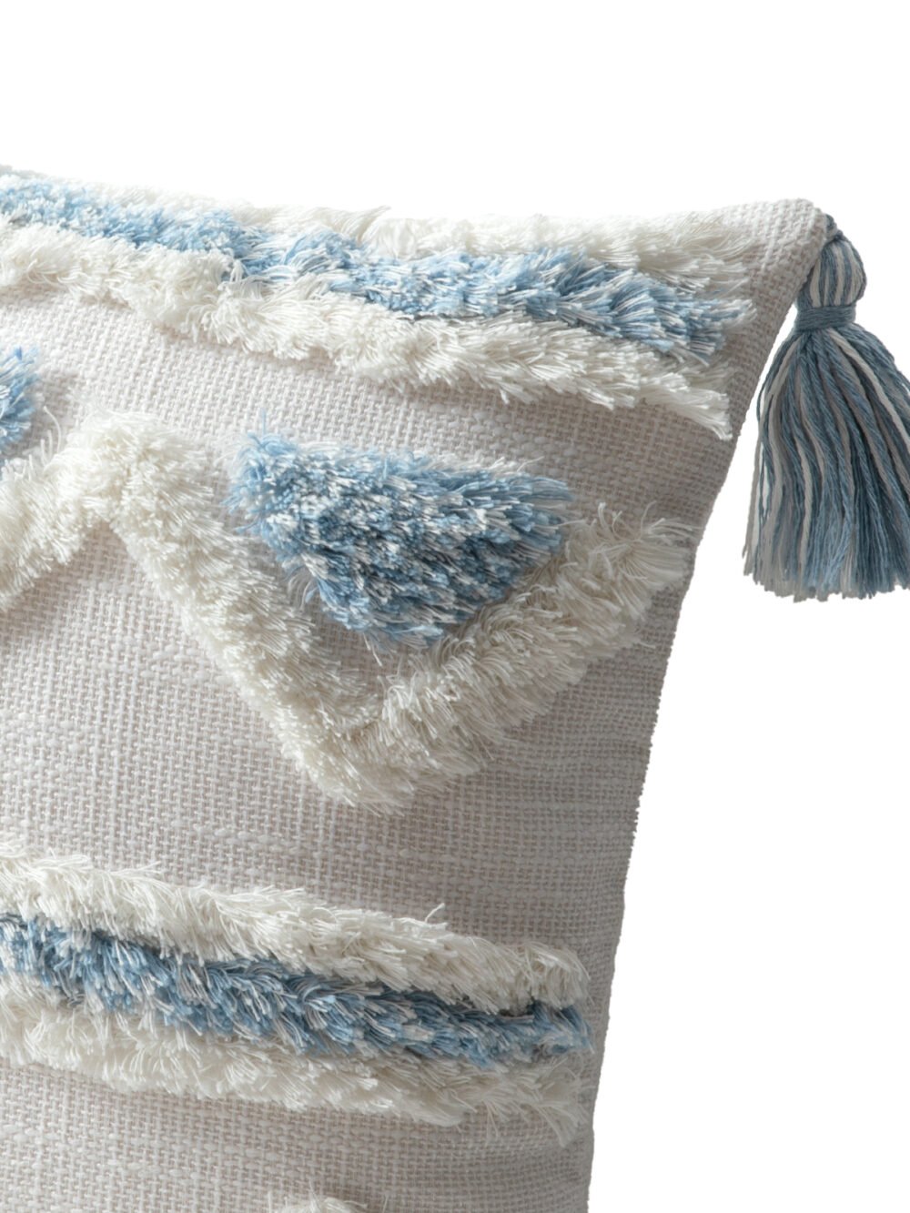 Blue and White Tassel Cushion Cover - Image 2