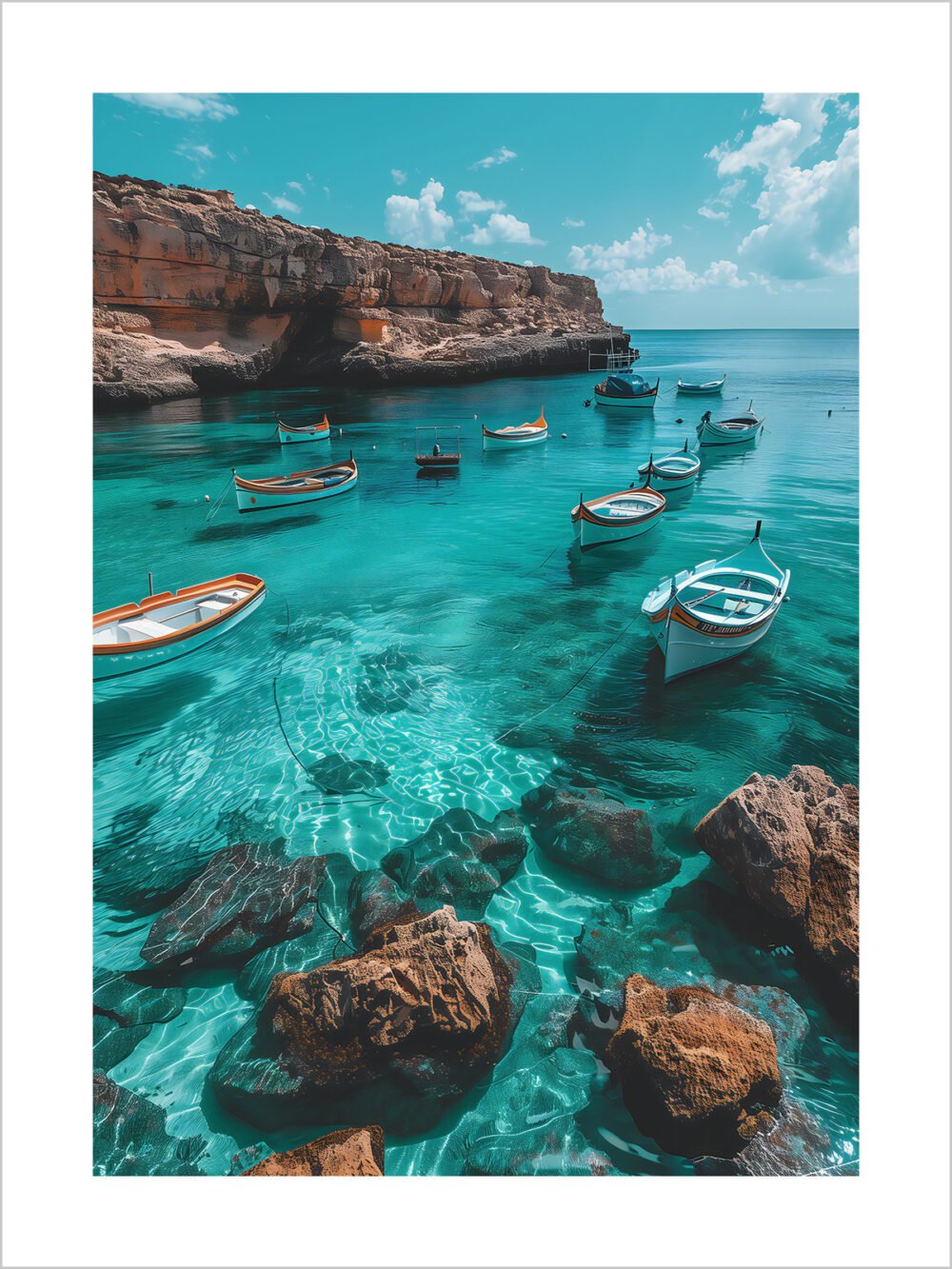 Boats on Clear Blue Sea