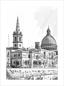 Malta Architecture Sketch - 13cm×18cm