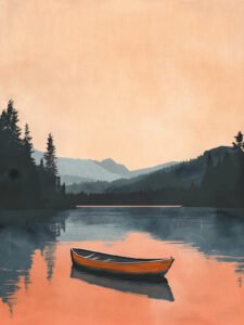 Orange Lake Boat - 13cm×18cm