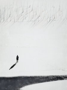 Solitary Shadow on the Snowfield - 13cm×18cm