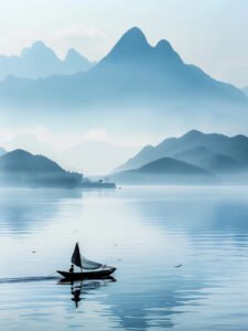 Misty Fisherman's Shadow - 13cm×18cm