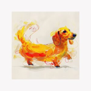 Energetic little yellow dog - 50cm×50cm