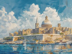 Malta's Coastal Splendor - 13cm×18cm