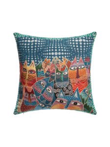 Curious Cat  Flax Throw Pillow Covers