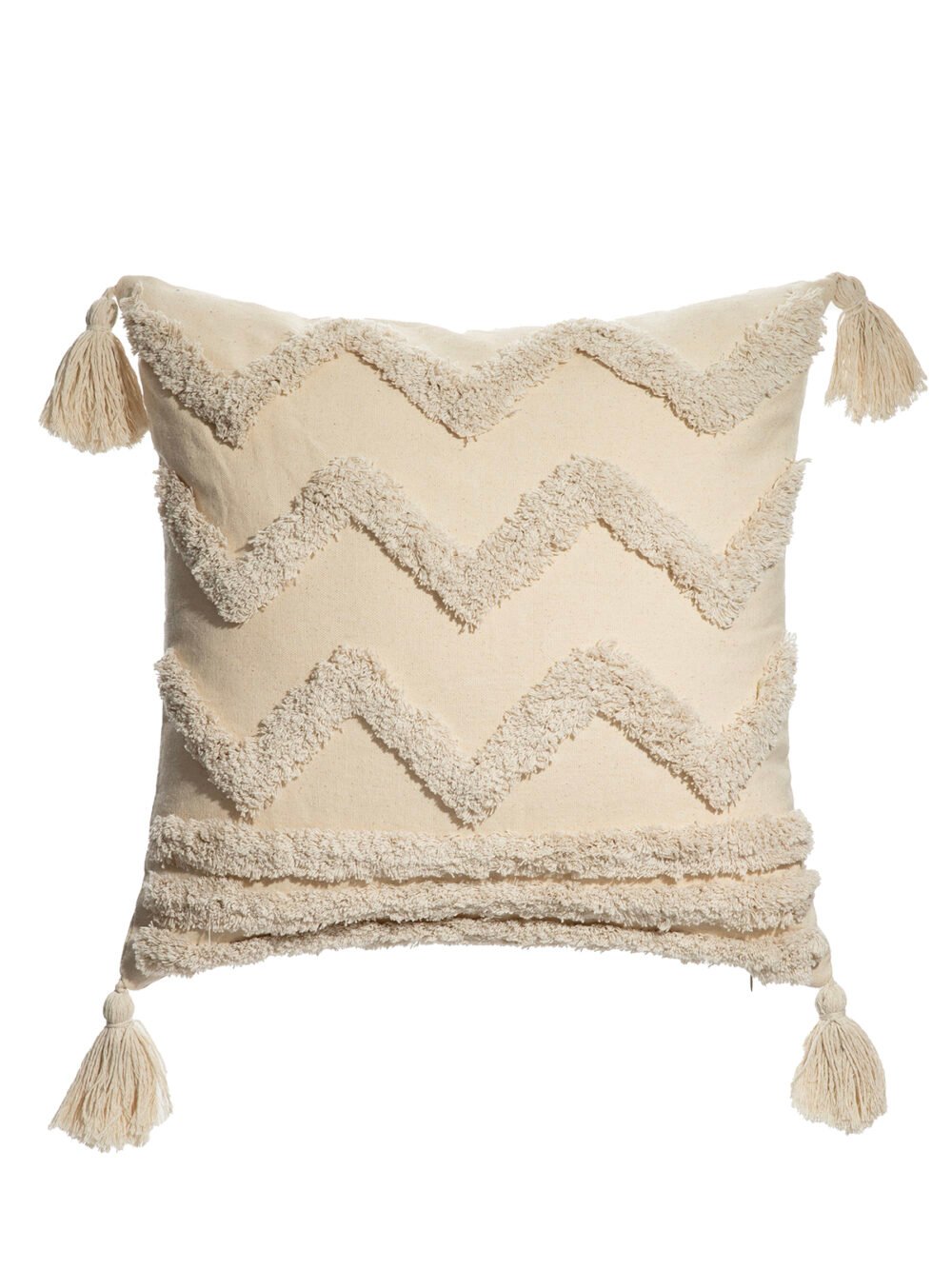 Beige Tassel Cushion Cover