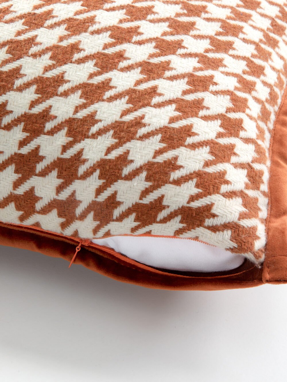 Houndstooth Orange Cushion Cover - Image 3