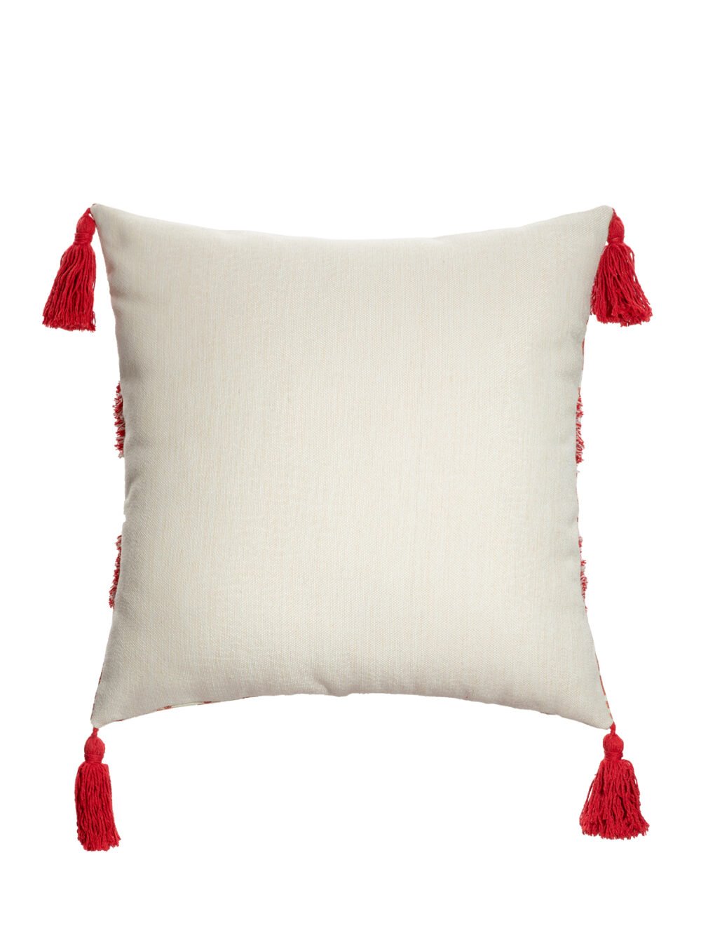 Red and White Tassel Cushion Cover - Image 4