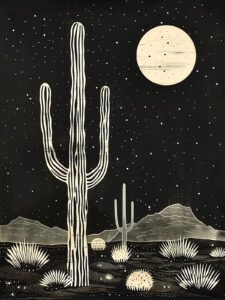 Desert Wonderland Beneath the Starry Night - 13cm×18cm