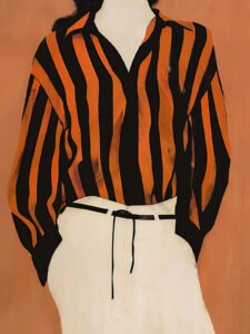 Stylish Striped Lady - 13cm×18cm