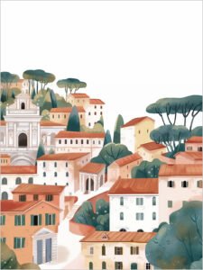 Scenic Mountain Town - 13cm×18cm