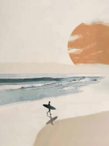 Surfer at Sunset - 13cm×18cm