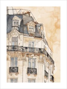 European Architecture in Morning Light - 13cm×18cm