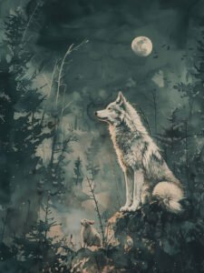 Moonlit Guardian - 13cm×18cm