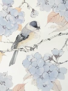 Bird on Blossom Branch - 13cm×18cm