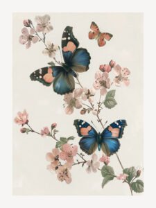 Butterflies Dancing Among Flowers - 13cm×18cm