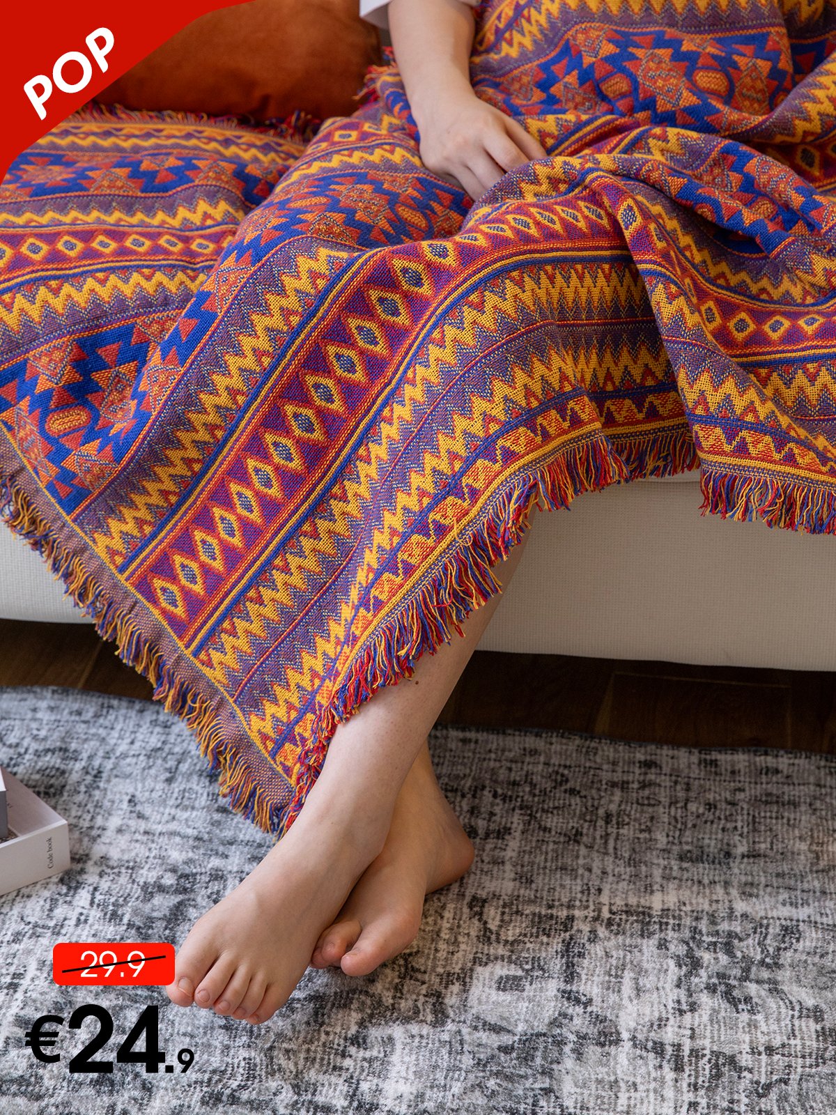 Tribal Flame Cotton Throw Blanket – Boho Blanket Malta