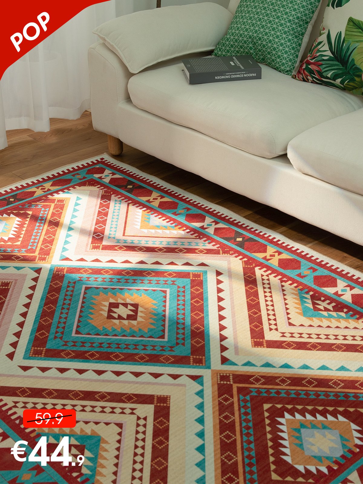 Sunset Tribe Multicolour Boho Area Rug – Living Room Carpet Malta (140×200 cm)