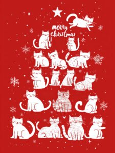 Christmas Cat Tree Style A - 13cm×18cm