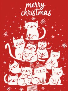 Christmas Cat Tree Style B - 13cm×18cm