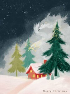 Snowy Night Cottage Style A - 13cm×18cm