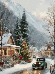 Christmas Eve in the Snowy Village - 13cm×18cm