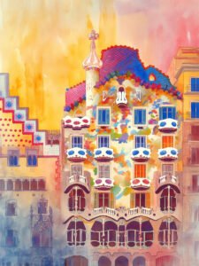 A Watercolor Poem of Dreamlike Architecture - 13cm×18cm