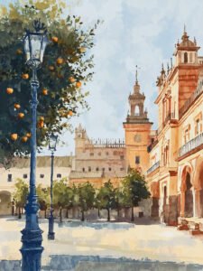 Plaza of Seville with Orange Fragrance - 13cm×18cm