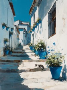 Alley of Blue Pots - 13cm×18cm
