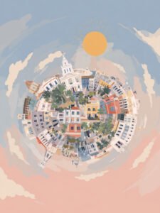 Warm Sun Embracing the Healing Town - 13cm×18cm