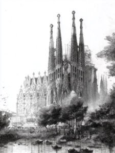 Silhouette of Sagrada Familia - 13cm×18cm