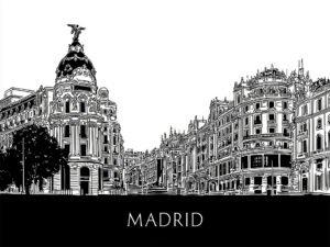 Madrid Architectural Silhouette - 13cm×18cm