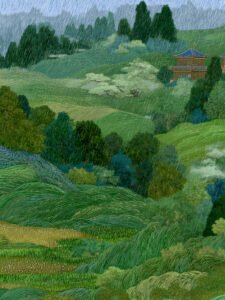 Listening to the Rain in Spring Hills - 13cm×18cm