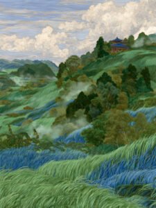 Spring Hills in Soft Mist - 13cm×18cm