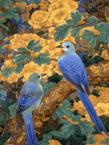 Twin Perches in Golden Autumn - 13cm×18cm