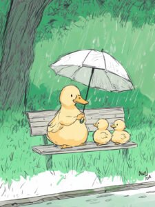 Shelter in the Rain - 13cm×18cm