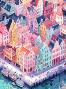 Pastel Harbor Dreams - 13cm×18cm