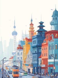 Morning Light in the City - 13cm×18cm