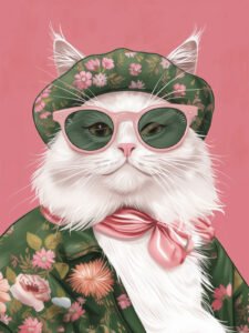 Fashionable Cute Cat - 13cm×18cm