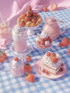 Strawberry Feast Dessert Illustration - 13cm×18cm