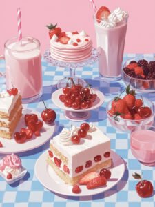 ‌Berry and Cherry Dessert Feast - 13cm×18cm