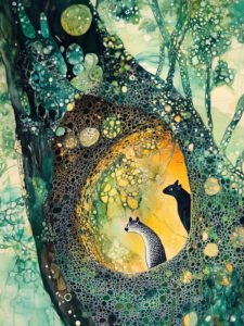 ‌Glimpsing the Moon in Secret Forest · Spirit Beasts' Silhouette - 13cm×18cm