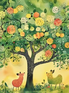 ‌Fruit Forest Adventure · Deer Duo Companions - 13cm×18cm