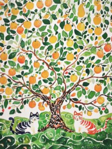 ‌Orange Tree with Two Cats · Leisurely Moments - 13cm×18cm