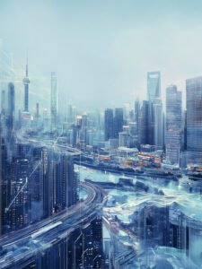‌Digital Fantasy of Future Metropolis - 13cm×18cm