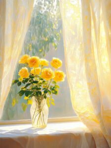 ‌The Cozy Time of Sunlit Yellow Roses - 13cm×18cm
