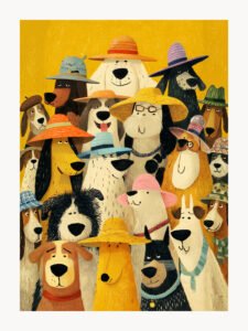 Cute Dogs' Hat Party - 13cm×18cm